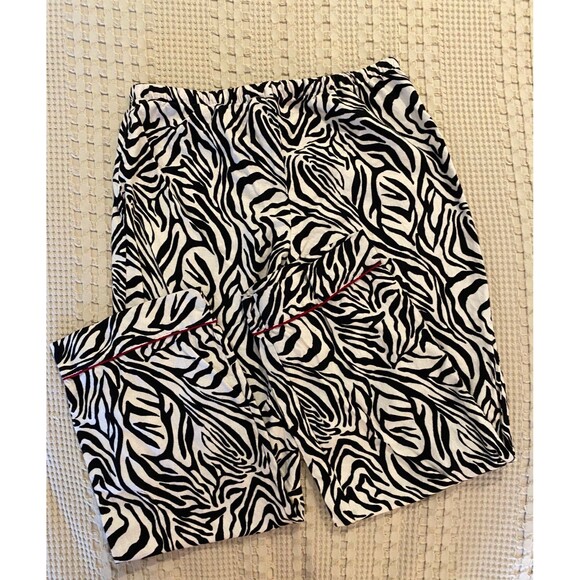 Adonna Zebra Animal Print Pajama Pants Size Medium with Elastic Tie Waist - Picture 4 of 10